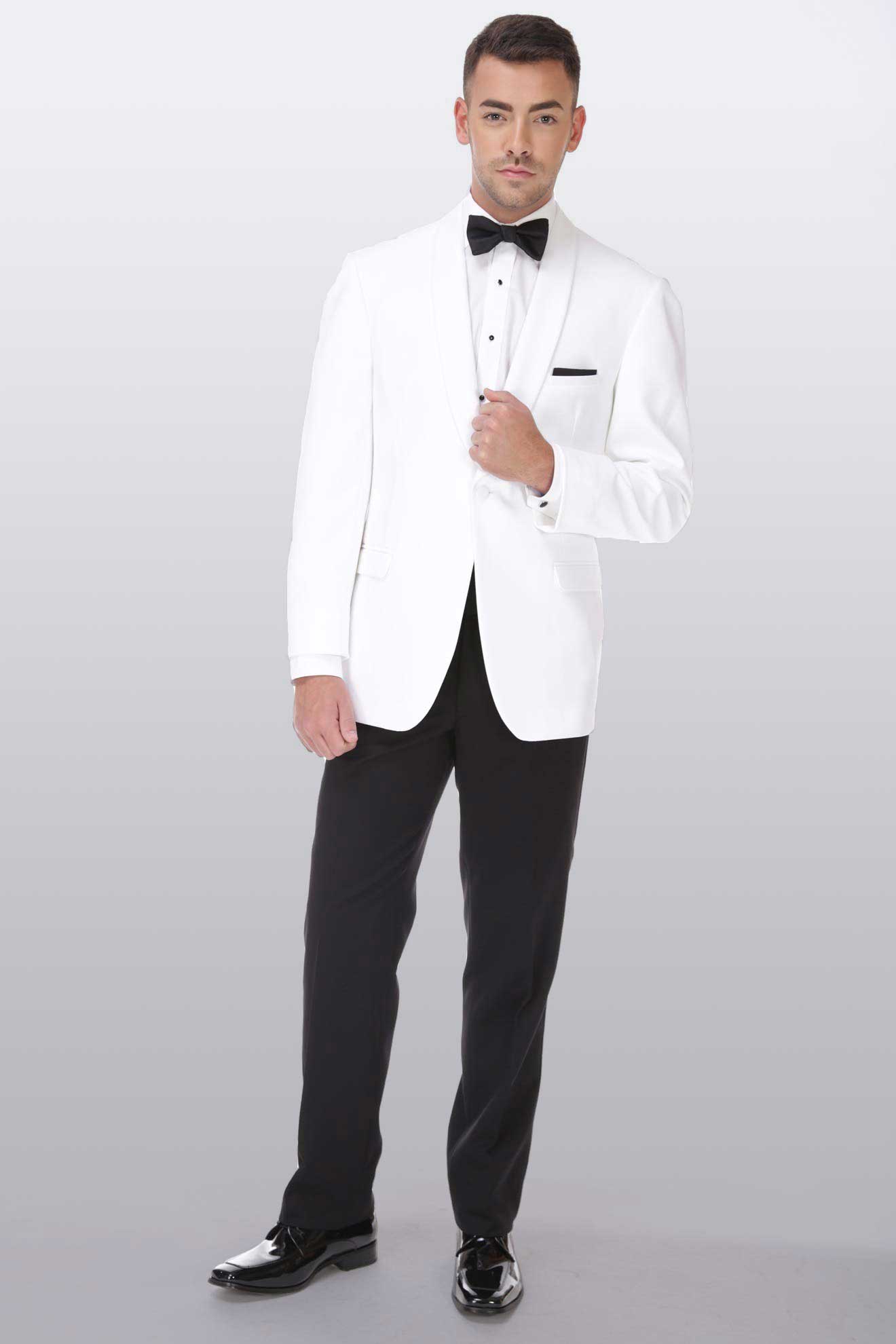 After Six Gerard White Jacket – Classic Shawl Collar White Formal Jacket for Weddings & Black-Tie Events.